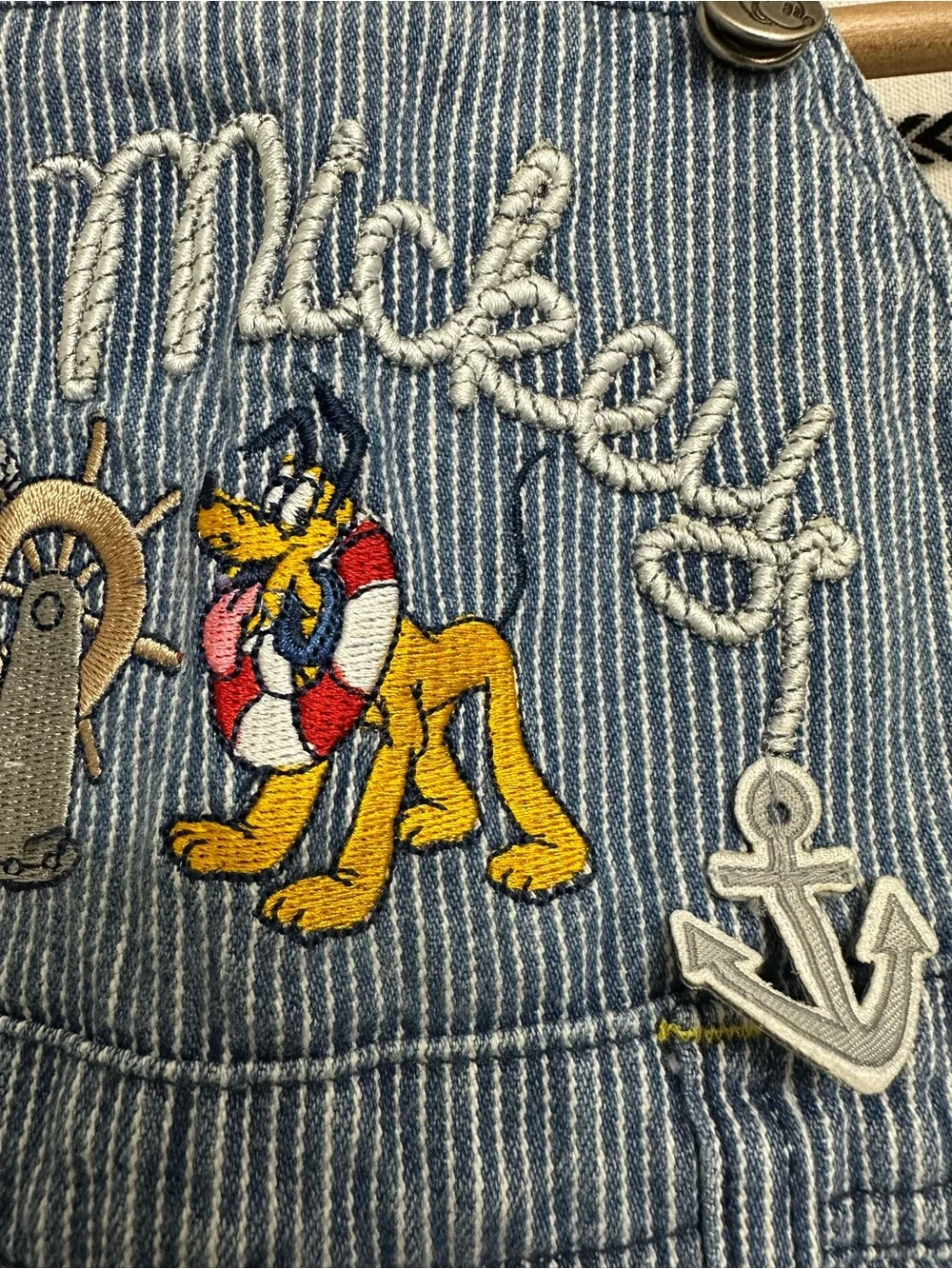 Disney Mickey Mouse Vintage Striped Denim Shortalls for Kids -Size 18M